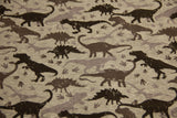 Alpenfleece mit Dinosauriern, meliert, grau, 0,5 m
