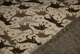 Alpenfleece mit Dinosauriern, meliert, grau, 0,5 m