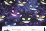 Restmenge 31 cm Alpenfleece mit Katzen, Grinsekatze, blau