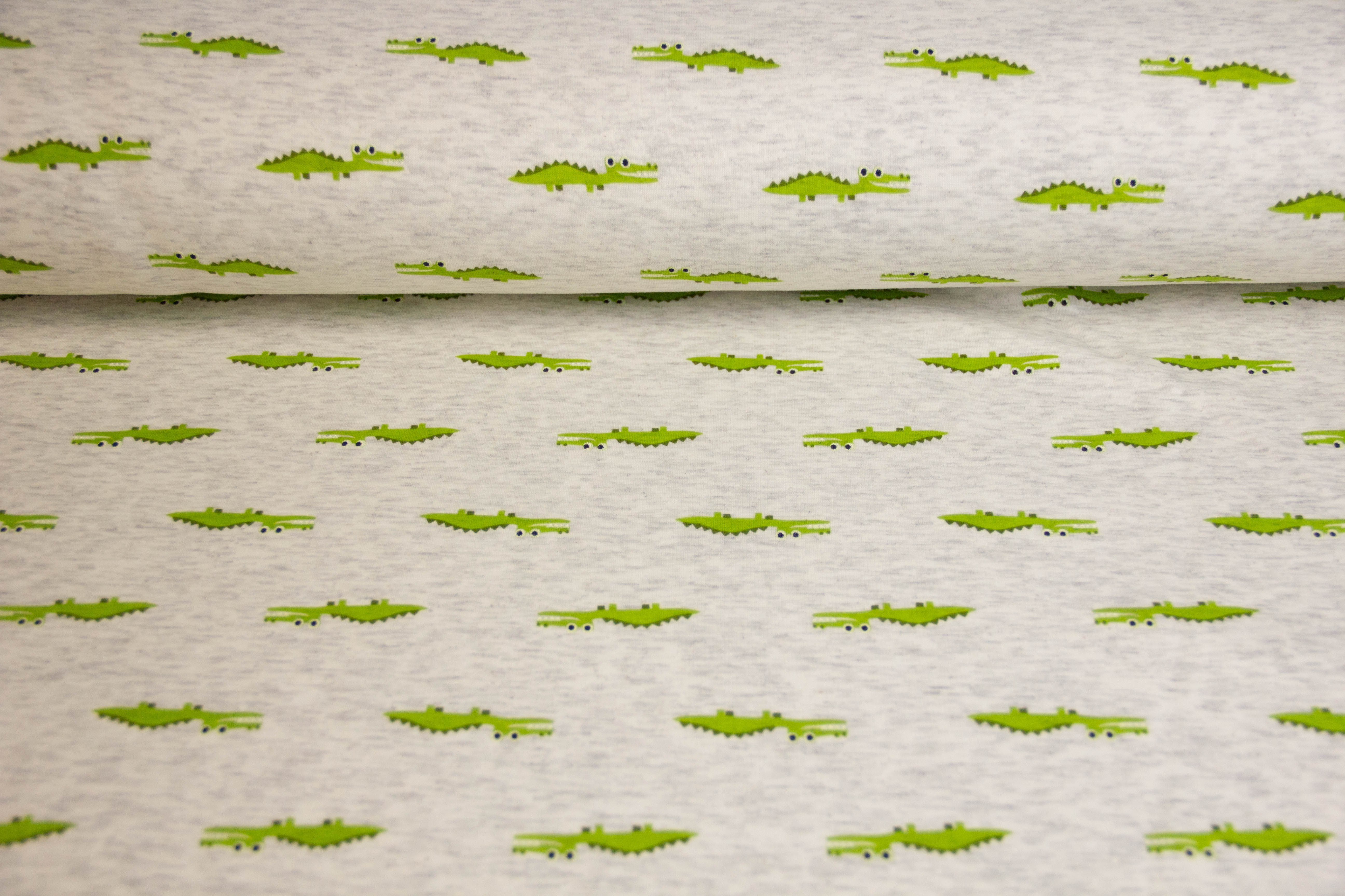 Alpenfleece mit Krokodilen, natur meliert, 0,5 m