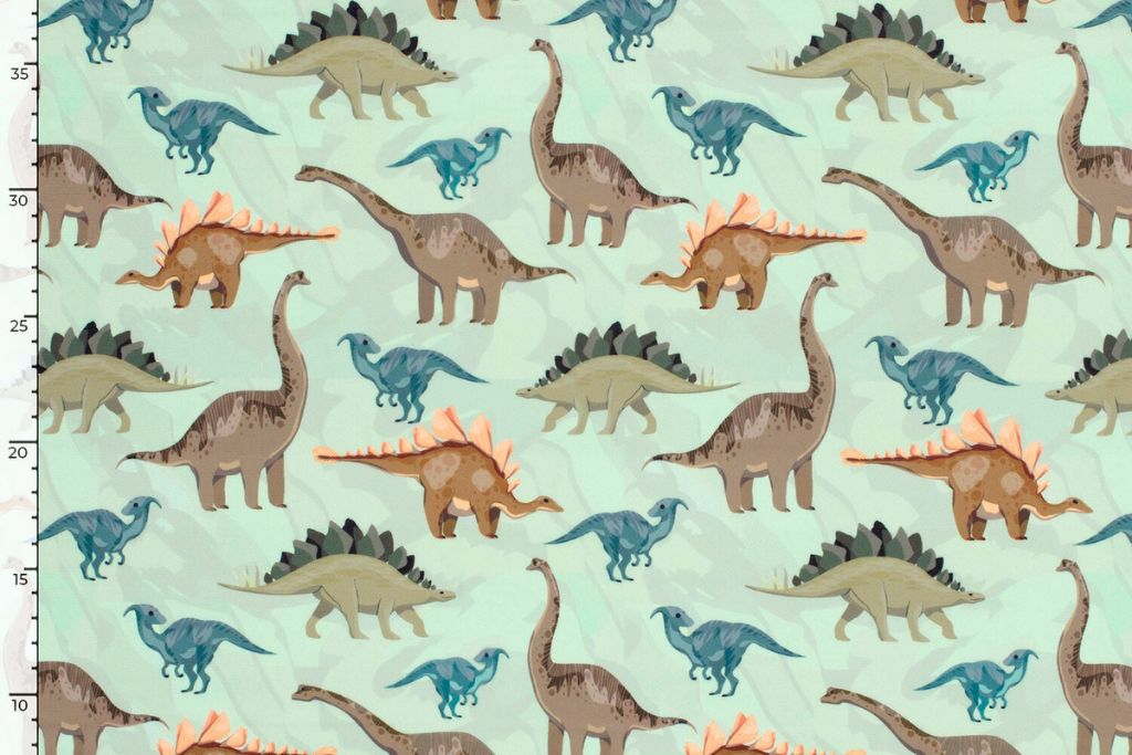 Badeanzugstoff, Bade Jersey, Swimwear, UPF50, Dinosaurier, hellgrün, 0,5 m