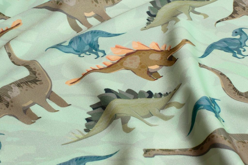 Badeanzugstoff, Bade Jersey, Swimwear, UPF50, Dinosaurier, hellgrün, 0,5 m