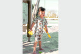 Badeanzugstoff, Bade Jersey, Swimwear, UPF50, Dinosaurier, hellgrün, 0,5 m