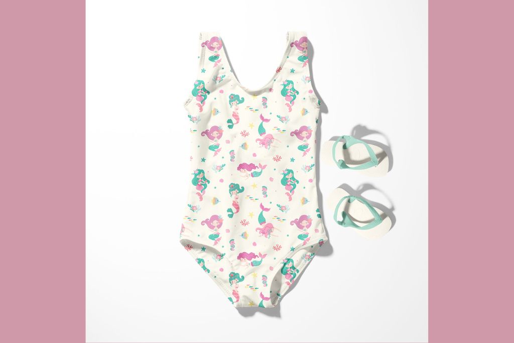 Badeanzugstoff, Bade Jersey, Swimwear, UPF50, Meerjungfrau, wollweiß, 0,5 m