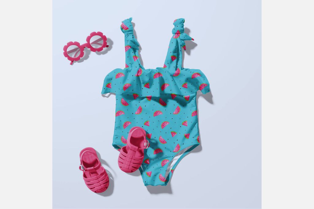 B-Ware 47 cm Badeanzugstoff, Bade Jersey, Swimwear, UPF50, Melone, petrol