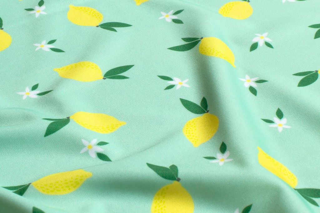 Badeanzugstoff, Bade Jersey, Swimwear, UPF50, Zitrone, hellmint, 0,5 m