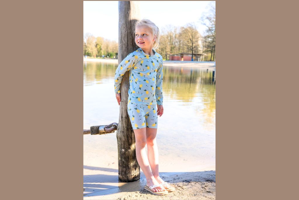 Badeanzugstoff, Bade Jersey, Swimwear, UPF50, Zitrone, hellmint, 0,5 m