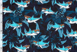 Badeshorts Stoff, Badehosenstoff, Swimwear, Haie, marine, 0,5 m
