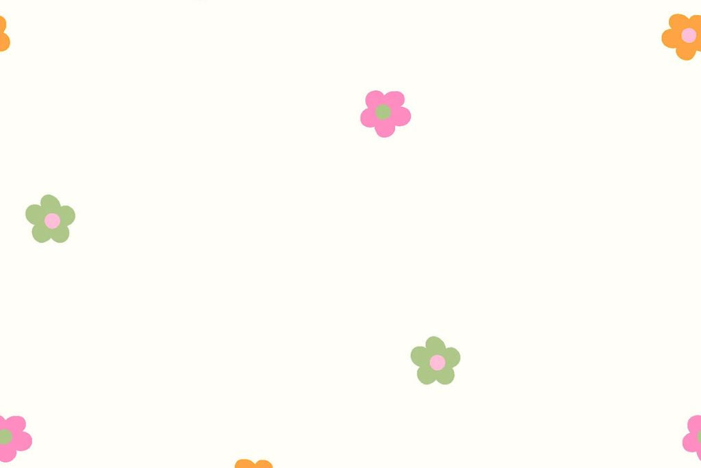 Baumwolle, Popeline mit bunten Blumen, wollweiß, 0,5 m
