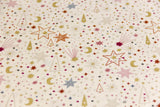 Baumwollwebware Mond und Sterne, Weihnachten, hellbeige, 0,5 m