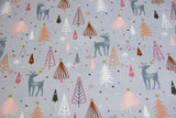 Baumwollwebware mit Rentieren, Weihnachten, grau, 0,5 m