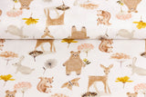 Baumwolle, Popeline, Waldtiere, Rehe, Bären, weiß, 0,5 m