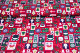 Baumwollwebware Weihnachten, Patchwork, rot, 0,5 m
