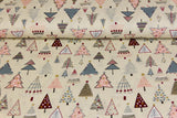 Baumwollwebware Weihnachtsbäume, Weihnachten, hellbeige, 0,5 m