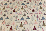 Baumwollwebware Weihnachtsbäume, Weihnachten, hellbeige, 0,5 m