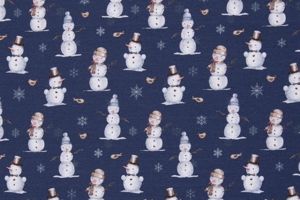 Angerauter Sweat "Beyond Nordic" mit Schneemännern, dunkelblau, 0,5 m