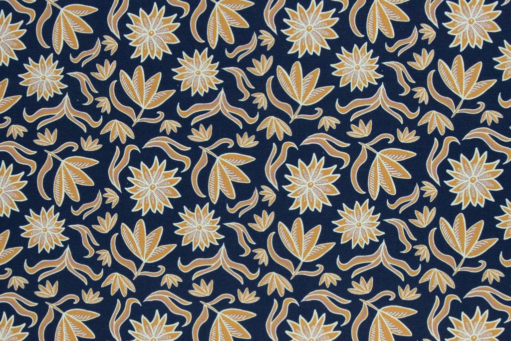 Canvas, Baumwolle, Retro Flowers by Emjo Design, Swafing, dunkelblau, 0,5 m