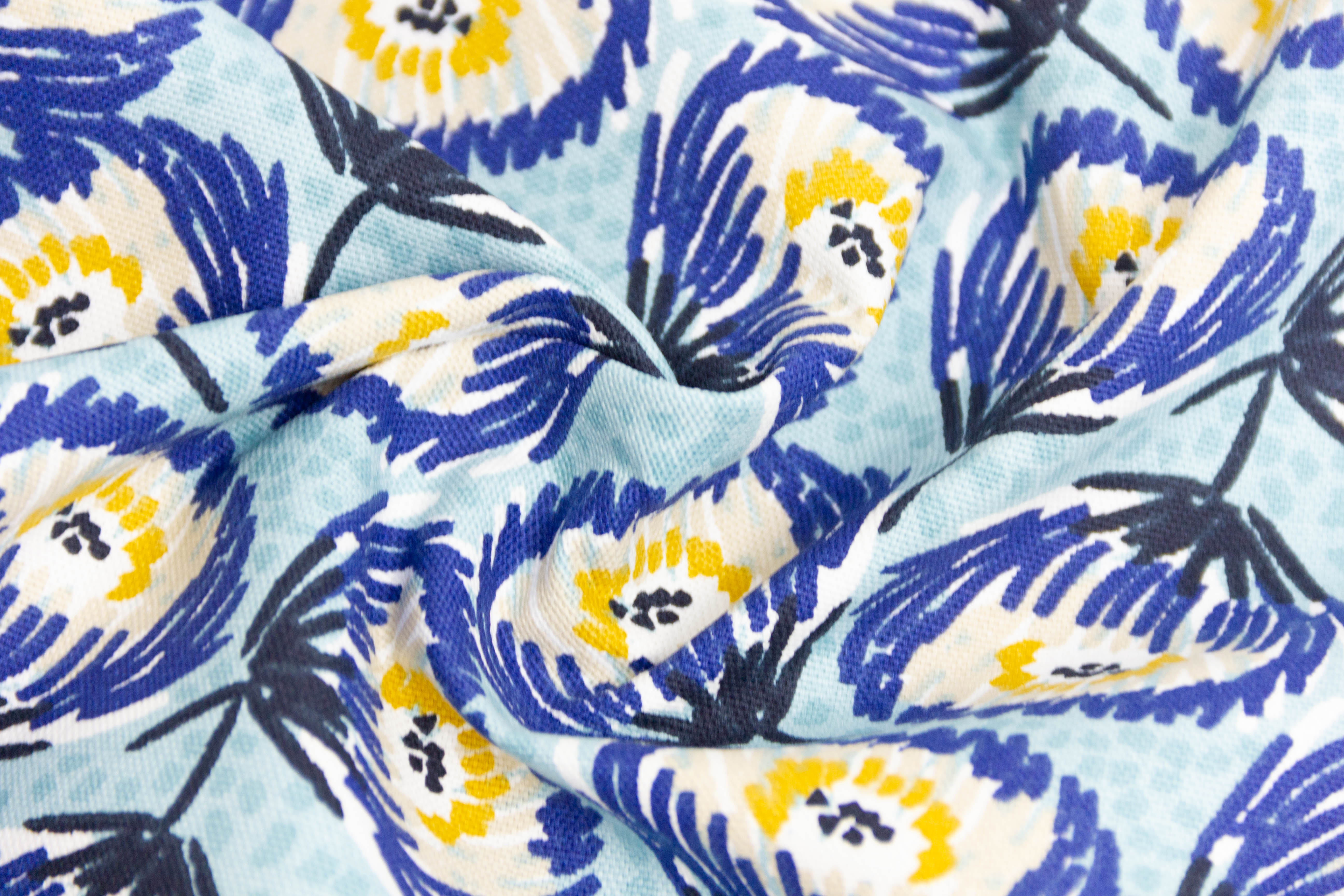 Canvas mit Blumen, blau, 0,5 m