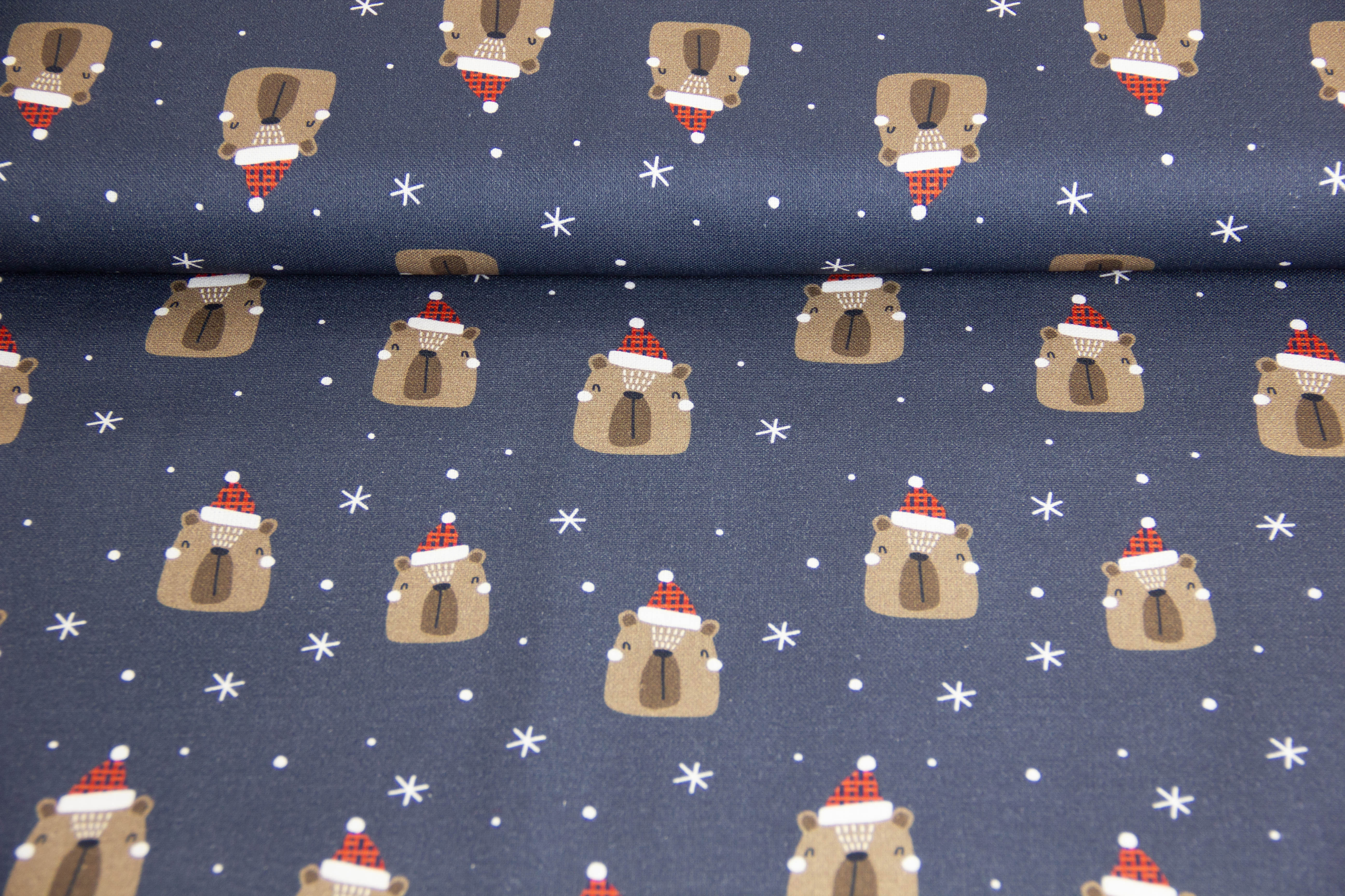 Canvas mit Bären, Weihnachten, dunkelblau, Fräulein von Julie, FVJ-3143, 0,5 m