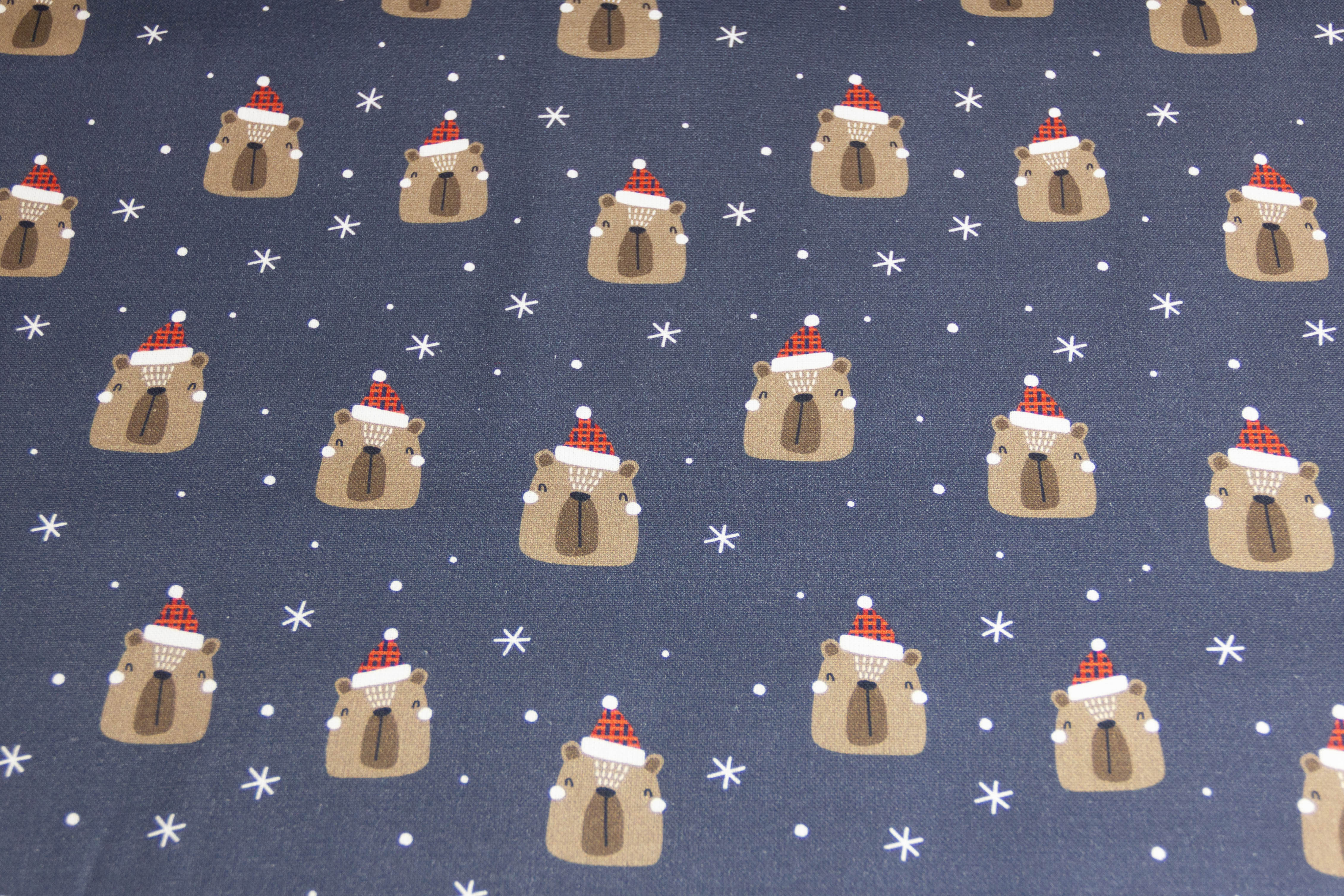 Canvas mit Bären, Weihnachten, dunkelblau, Fräulein von Julie, FVJ-3143, 0,5 m