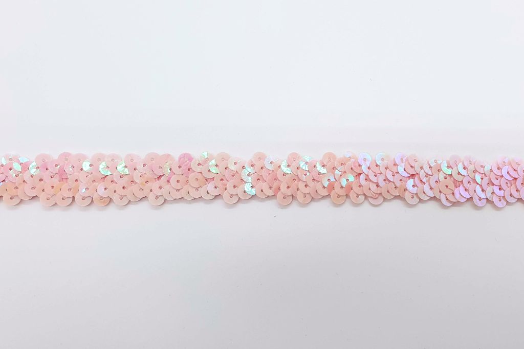 Elastisches Paillettenband, 20mm, rosa, 0,5 m