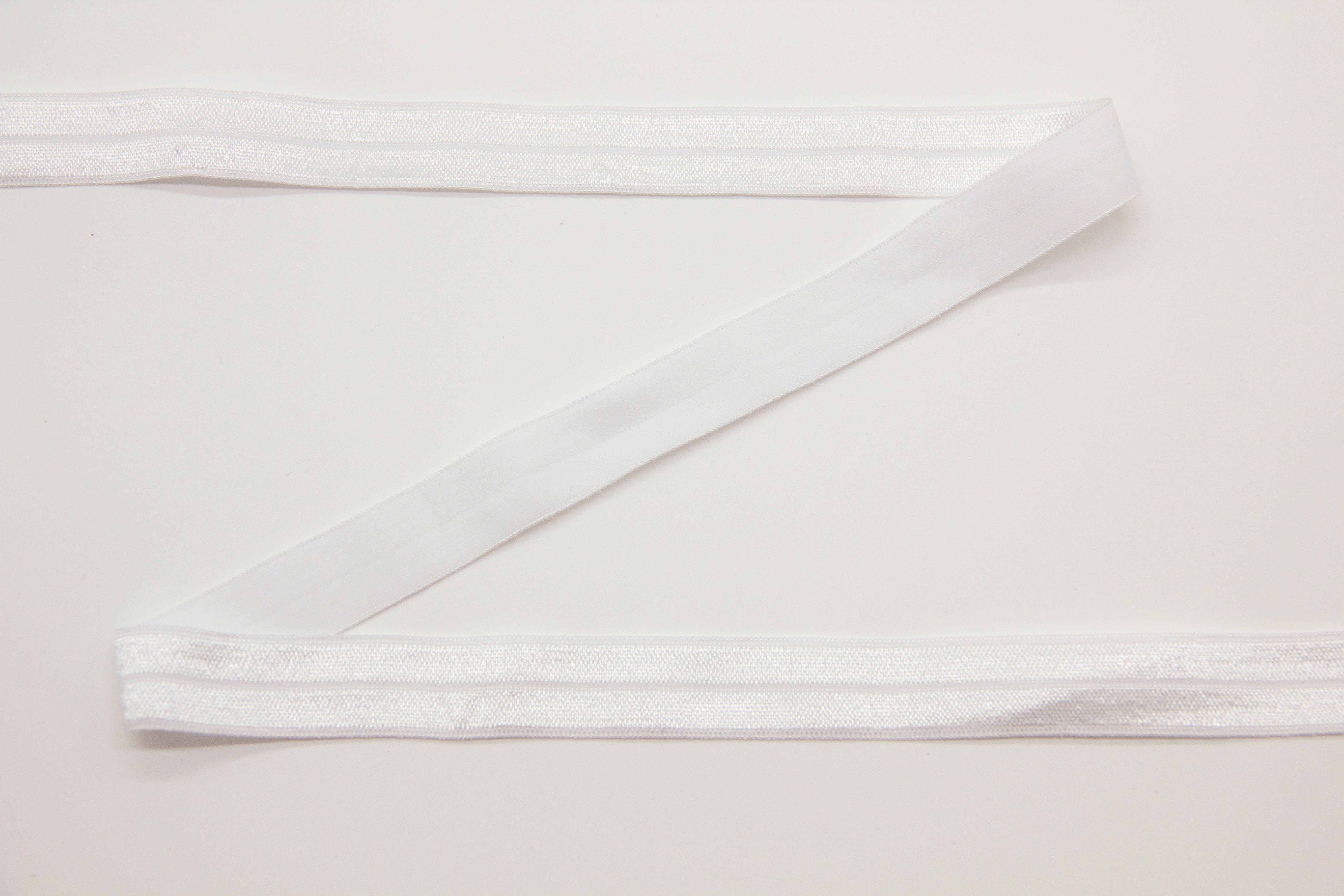 Elastisches Einfassband, Falzgummi, 15 mm, weiß, 1 Meter