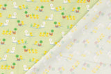 Stoffpaket Jersey + Bündchen mit Enten, Oekotex, lindgrün, weiß