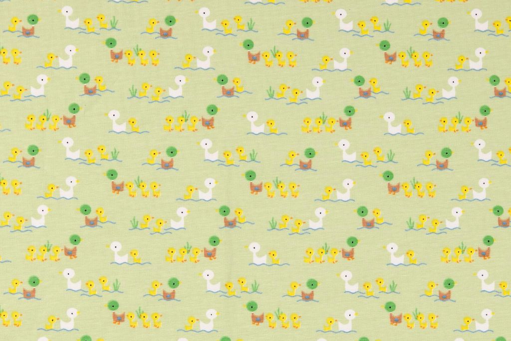 Jersey mit Enten, Oekotex, lindgrün, 0,5 m