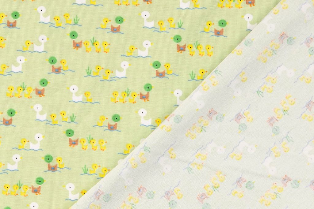 Jersey mit Enten, Oekotex, lindgrün, 0,5 m
