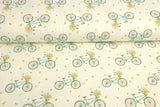Restmenge 1 Meter Jersey mit Fahrrädern und Blumen