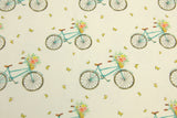 Restmenge 1 Meter Jersey mit Fahrrädern und Blumen