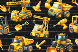 French Terry, Digital Print, Under Construction, Baustelle, schwarz, 0,5 m
