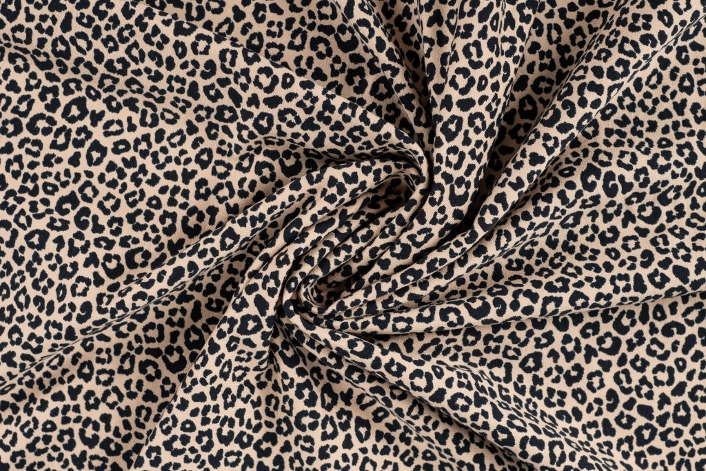 French Terry, Animal Print, Leo, beige, schwarz, 0,5 m