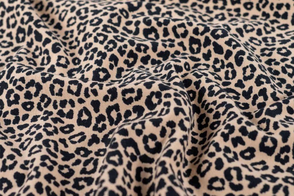 French Terry, Animal Print, Leo, beige, schwarz, 0,5 m