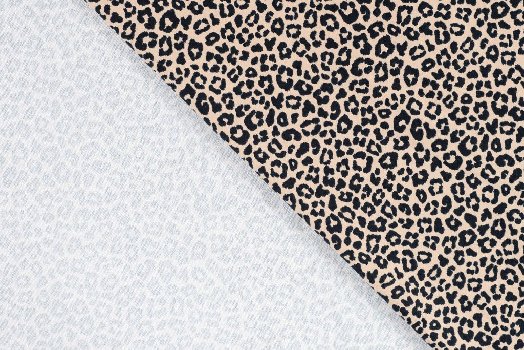 French Terry, Animal Print, Leo, beige, schwarz, 0,5 m