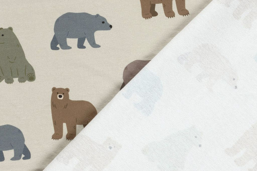 French Terry mit Bären, beige, 0,5 m