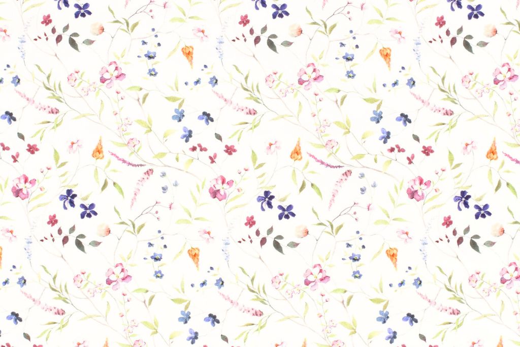 French Terry mit Sommerblumen, Oekotex, wollweiß, 0,5 m