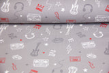 Stoffpaket French Terry + Bündchen Rock and Roll, hellgrau, anthrazit