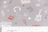 Stoffpaket French Terry + Bündchen Rock and Roll, hellgrau, anthrazit