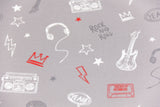Stoffpaket French Terry + Bündchen Rock and Roll, hellgrau, anthrazit