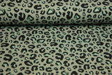 B-Ware 50 cm French Terry Leoprint, smaragd, schwarz