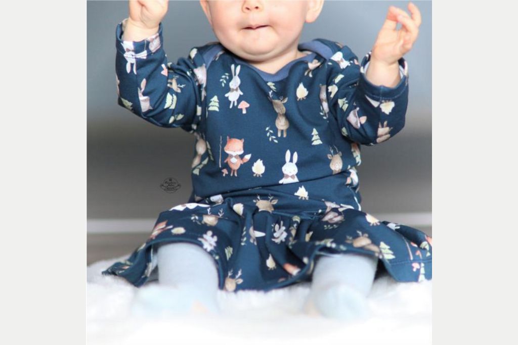French Terry mit Waldtieren, Fräulein von Julie, dunkelblau, 0,5 m