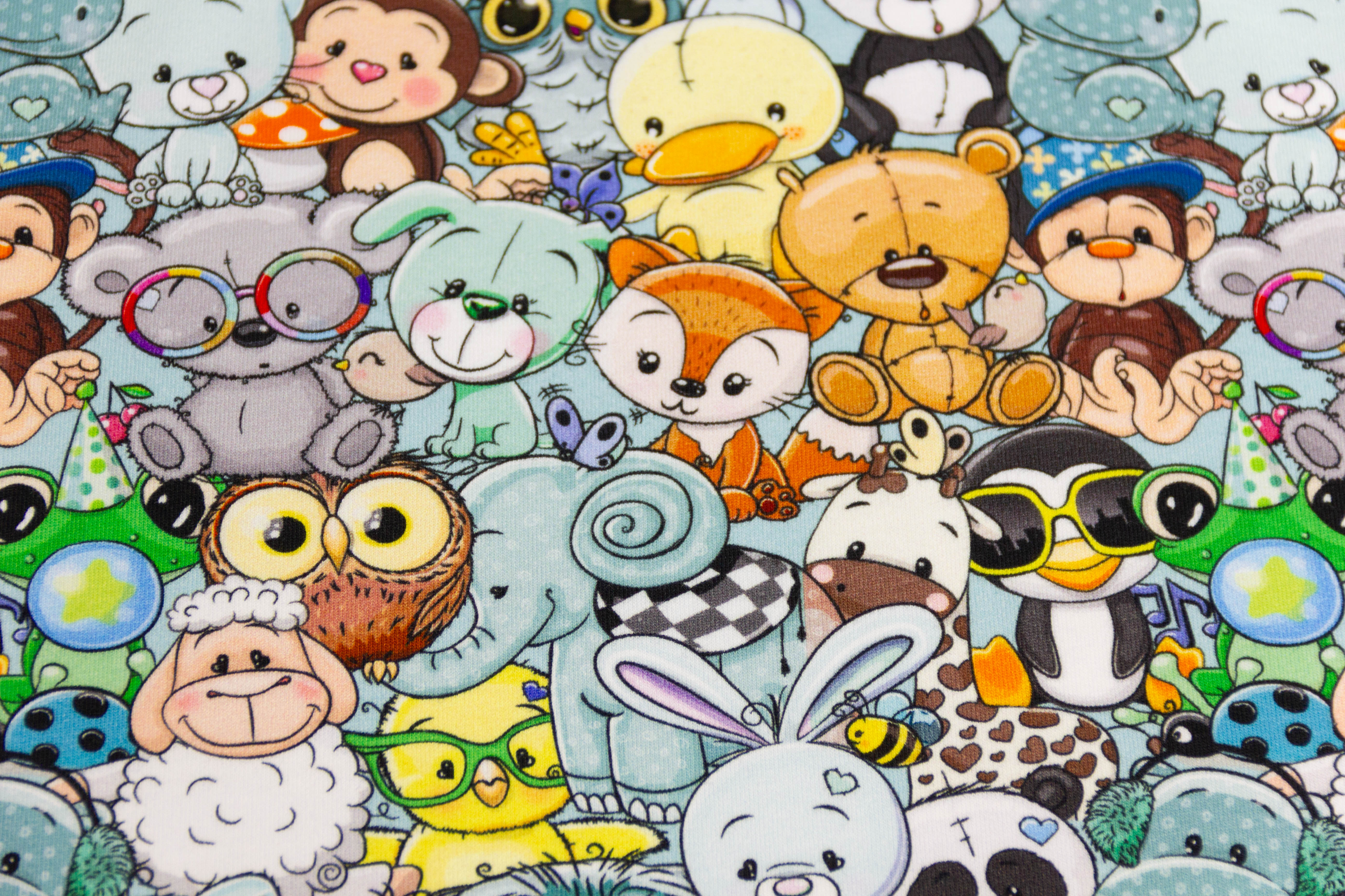 French Terry "Crazy Animals", mint, 0,5 m