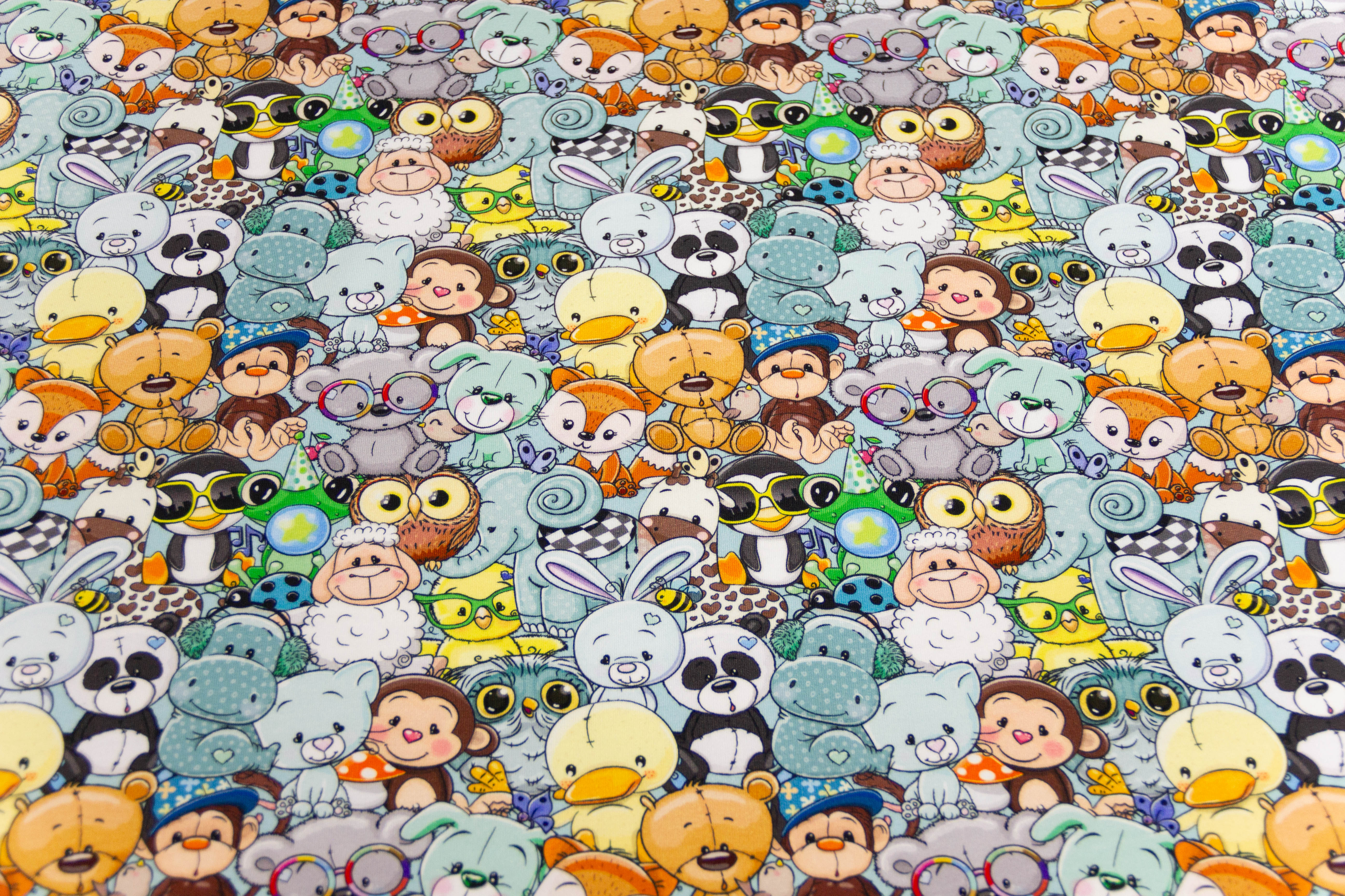 French Terry "Crazy Animals", mint, 0,5 m