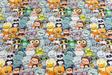 French Terry "Crazy Animals", mint, 0,5 m