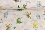 French Terry mit Drachen, beige, 0,5 m