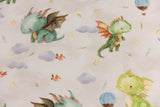 French Terry mit Drachen, beige, 0,5 m