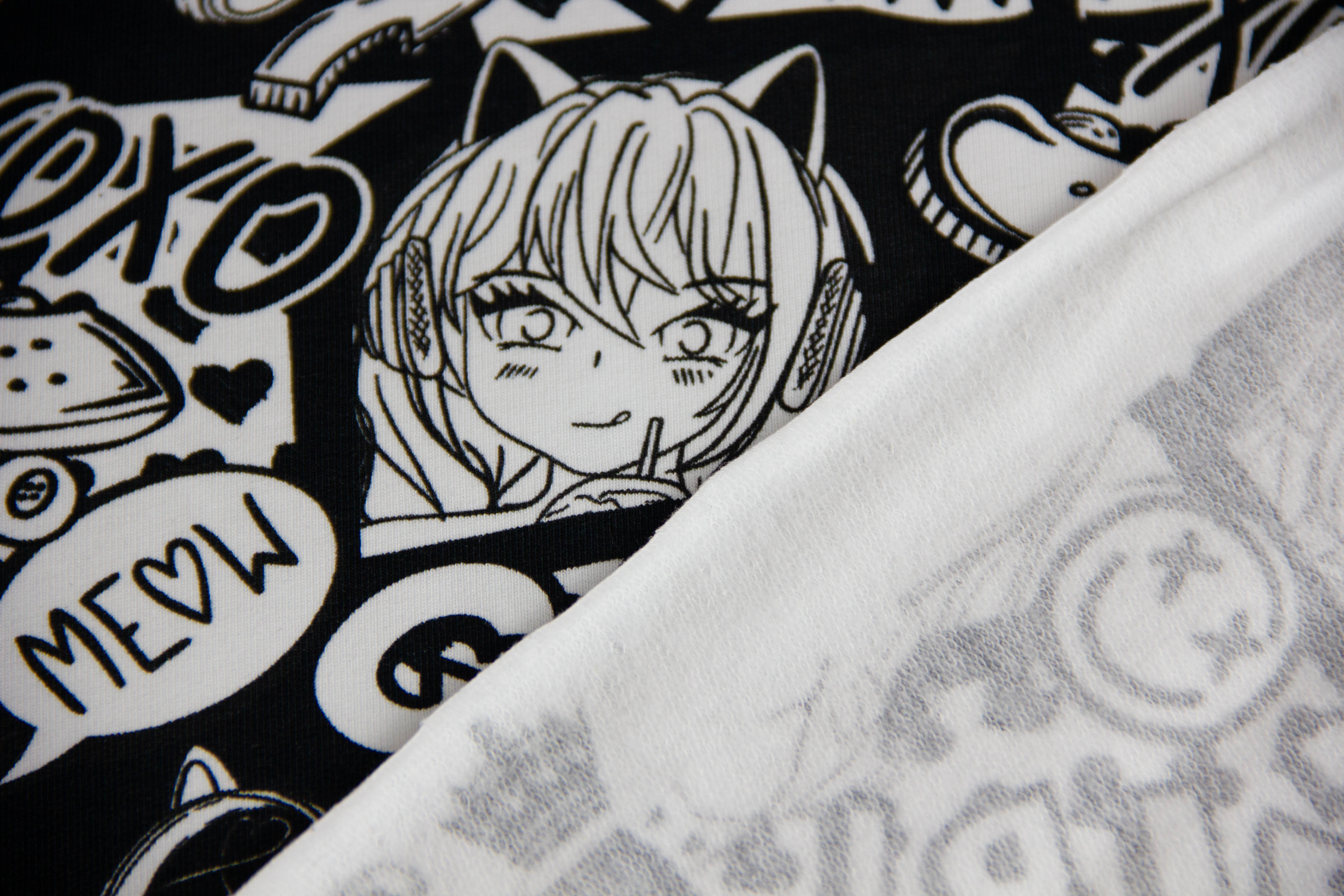 Stoffpaket French Terry + Bündchen French Terry Manga, Girls, Fräulein von Julie, FVJ-4352, schwarz