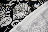 French Terry Manga, Girls, Fräulein von Julie, FVJ-4352, schwarz, weiß, 0,5 m