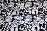 French Terry Manga, Girls, Fräulein von Julie, FVJ-4352, schwarz, weiß, 0,5 m